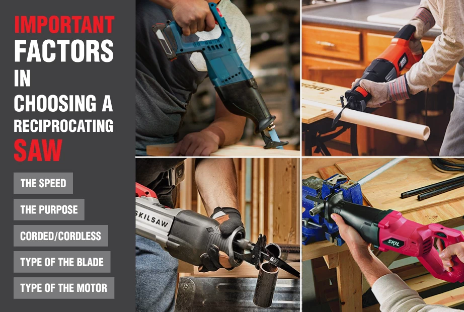 Infographic of important factors in choosing a reciprocating saw