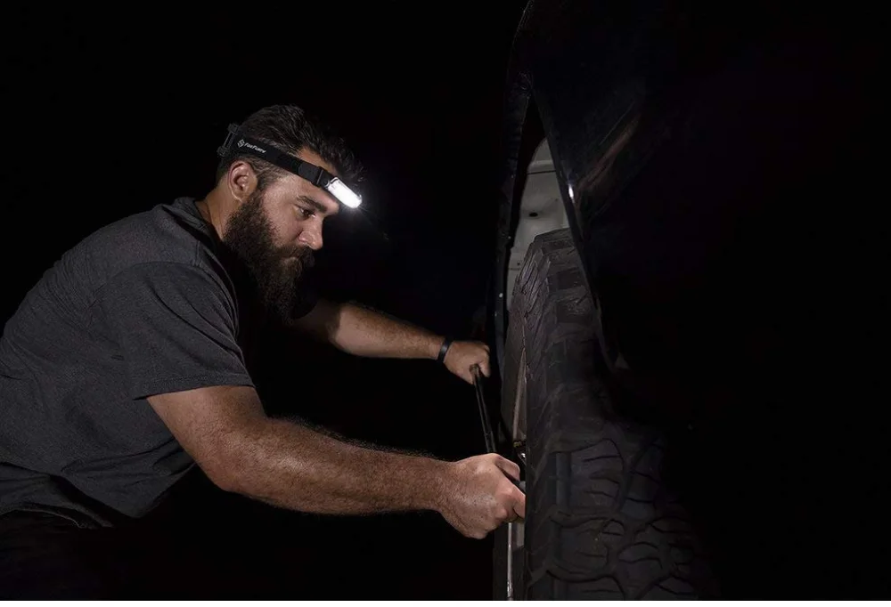 Photo of someone using the best headlamp.