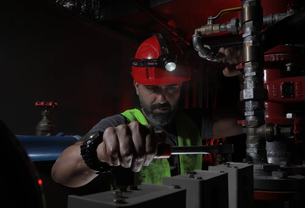 Photo of someone using the best headlamp for working.