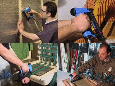 People using air staple guns