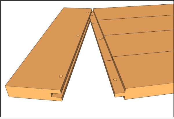 holes drilled - showing more detail in tongue and groove joint