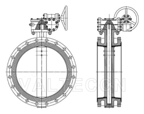 Double flange concentric butterfly valve