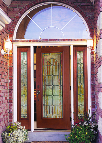 Fiber-Classic Mahogany door with ARDEN glass